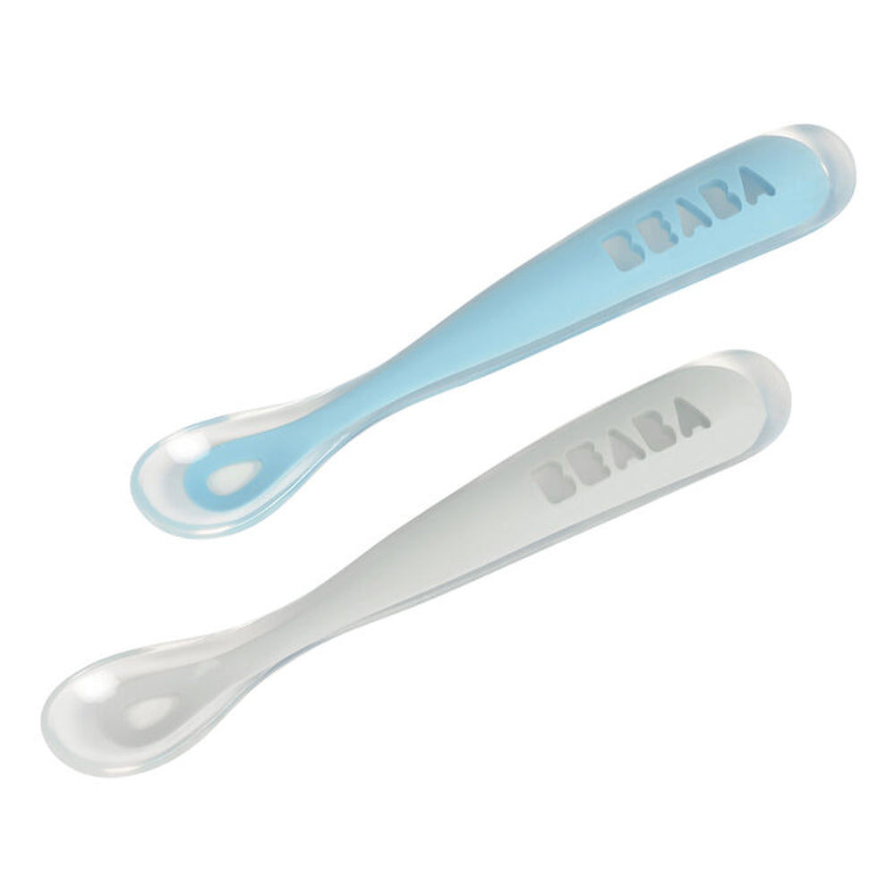 Beaba 1st Stage Silicone Spoon Travel Twin Set With Case