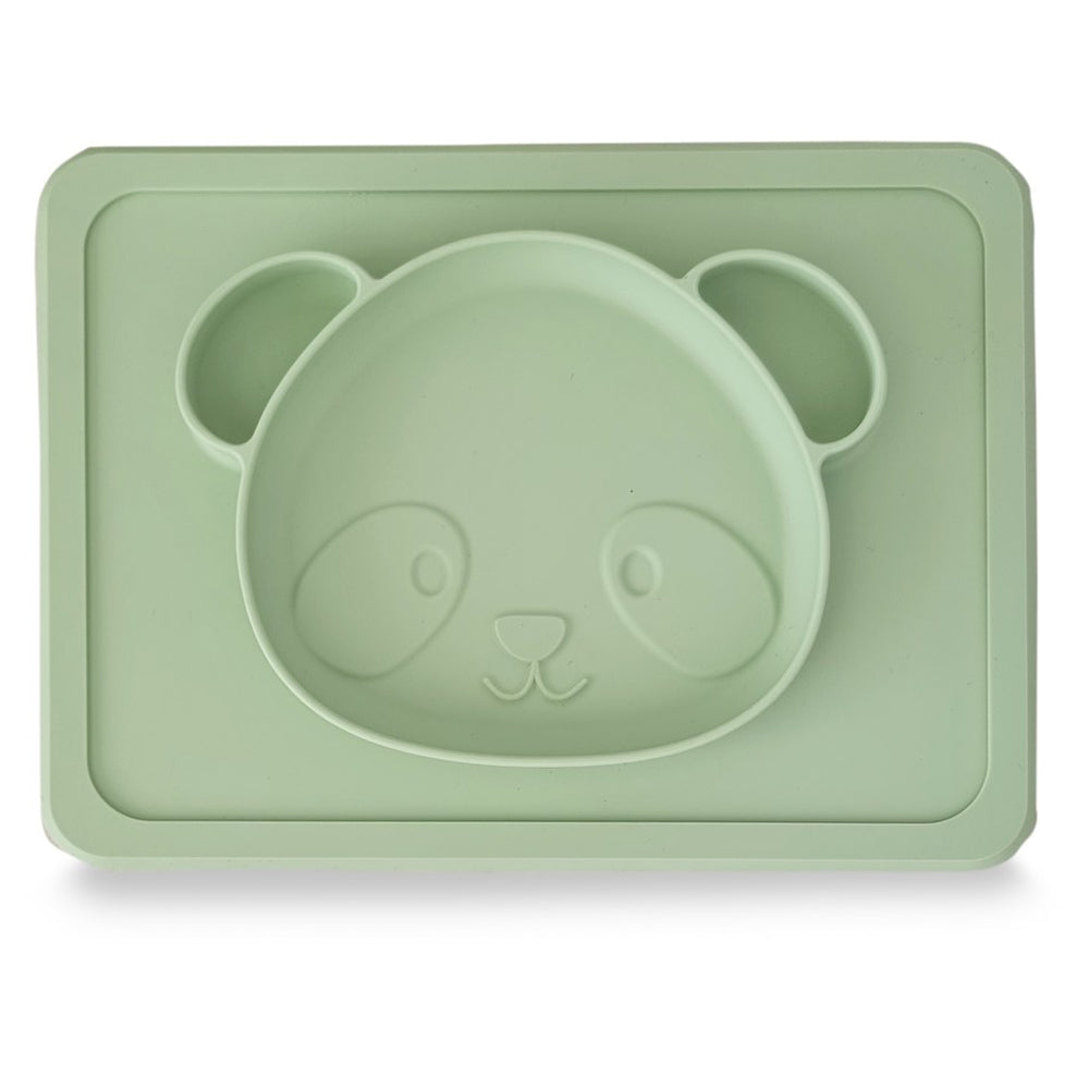 Plum Silicone Suction Plate Olive Panda
