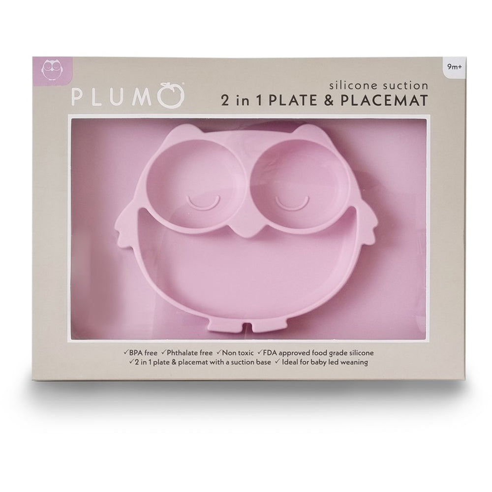 Plum Silicone Suction Plate Powder Pink Owl