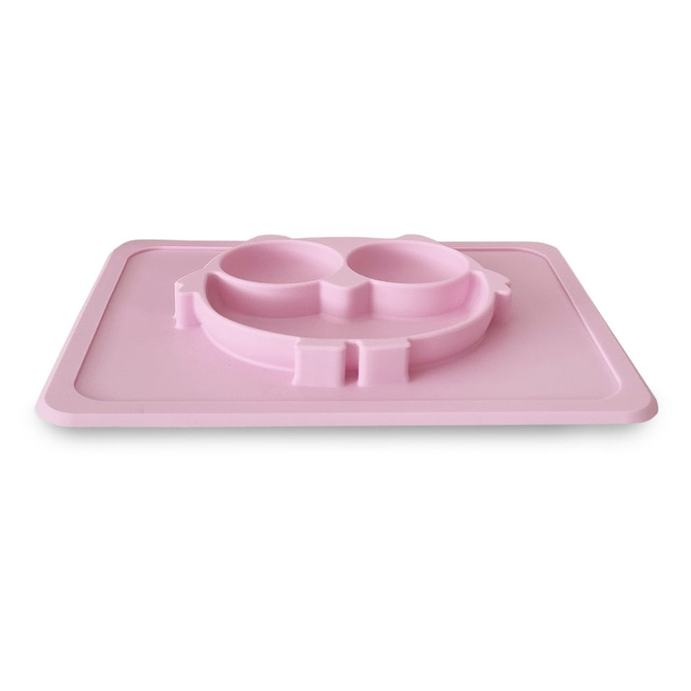 Plum Silicone Suction Plate Powder Pink Owl