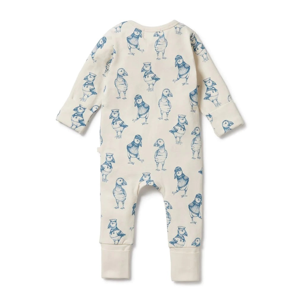 Wilson & Frenchy Petit Puffin Organic Zipsuit With Feet