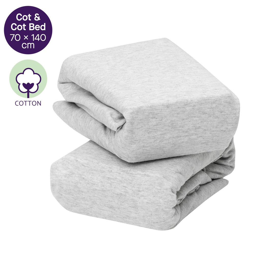 Clevamama Melange Grey Jersey Cotton Fitted Sheets