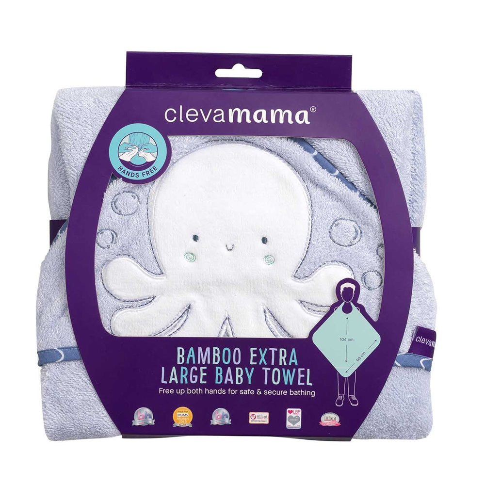 Clevamama Bamboo Apron Baby Bath Towel Blue