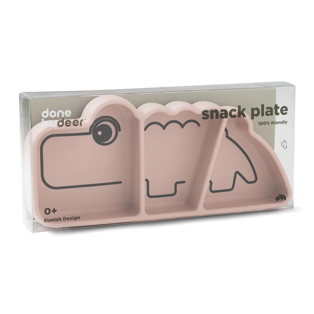 Done By Deer Silicone Stick & Stay Snack Plate Croco Powder