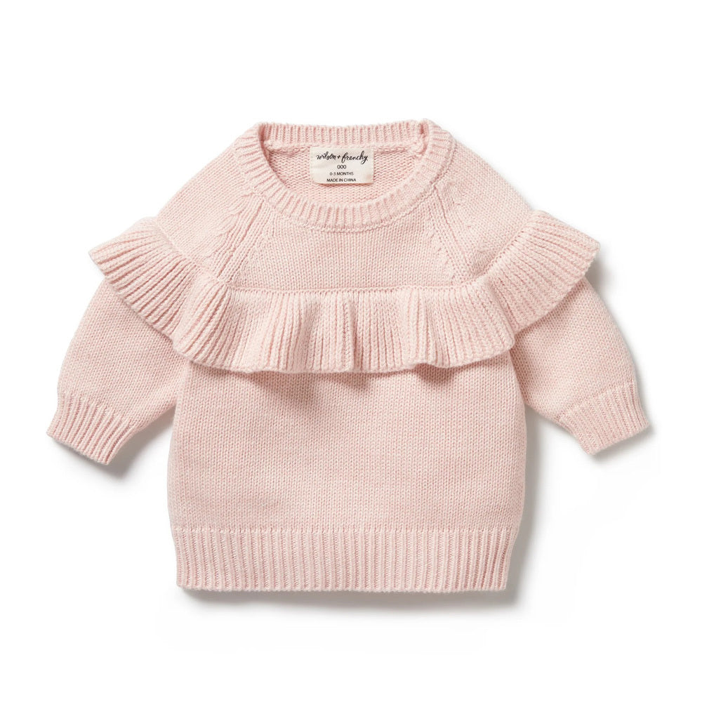Wilson & Frenchy Pink Knitted Ruffle Jumper