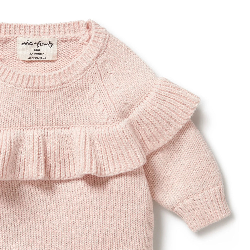 Wilson & Frenchy Pink Knitted Ruffle Jumper