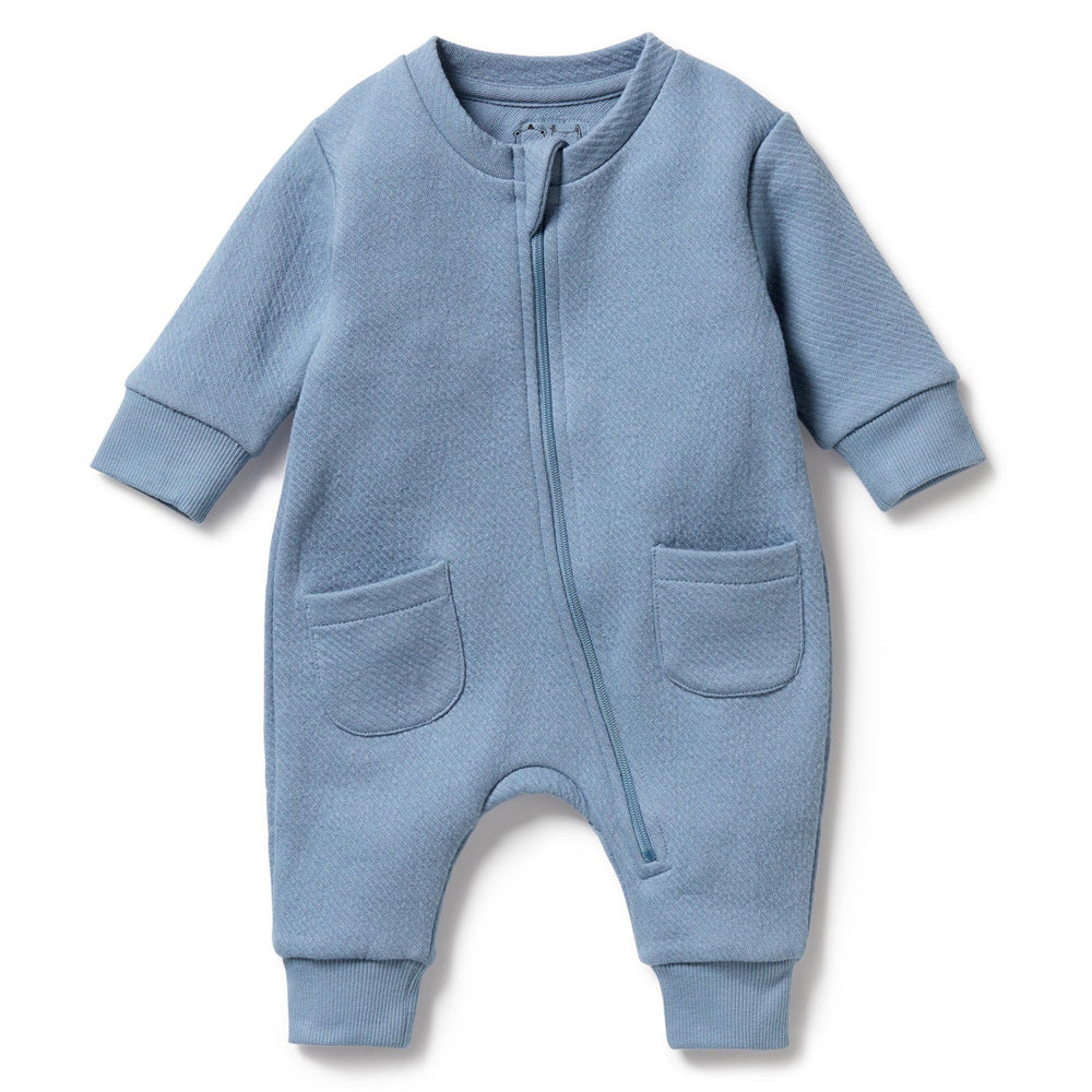 Wilson & Frenchy Storm Blue Organic Quilted Growsuit