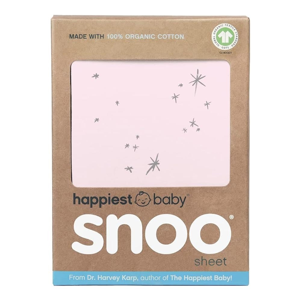 Snoo 100% Organic Cotton Baby Bassinet Fitted Sheet Pink Star