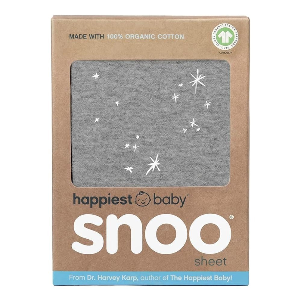 Snoo 100% Organic Cotton Baby Bassinet Fitted Sheet Dark Grey Star
