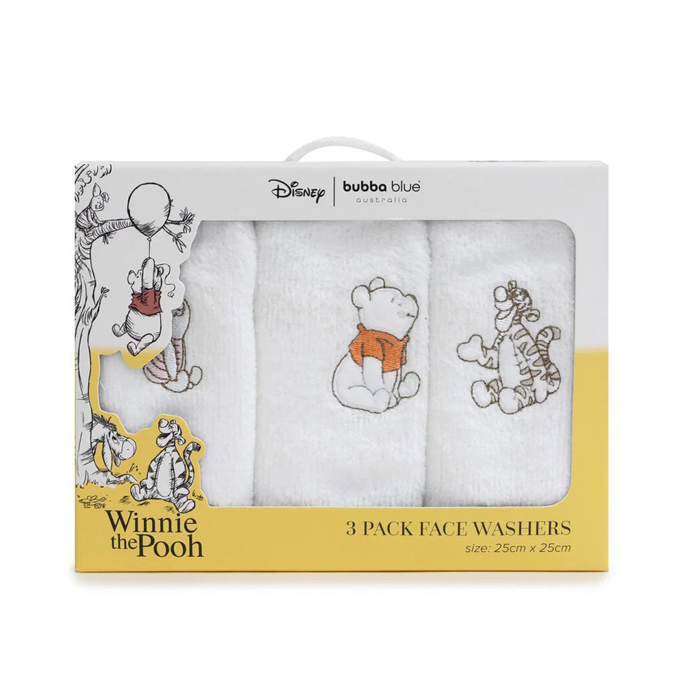 Bubba Blue Winnie The Pooh 3pk Face Washers