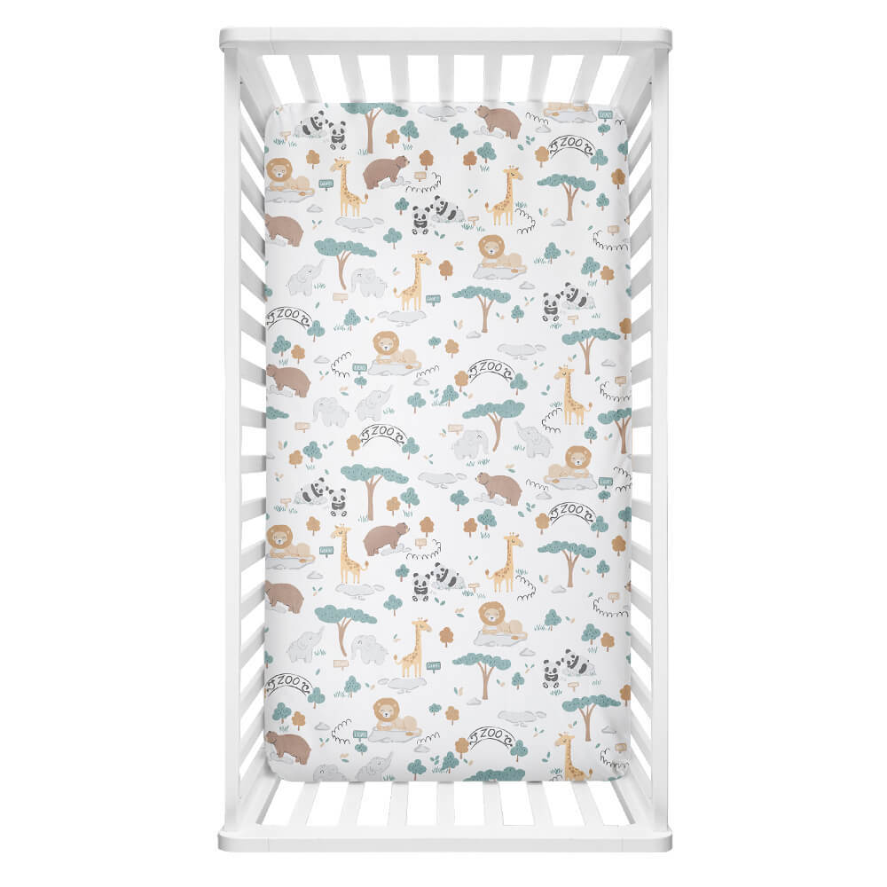 Lolli Living Day At The Zoo Cot Fitted Sheet