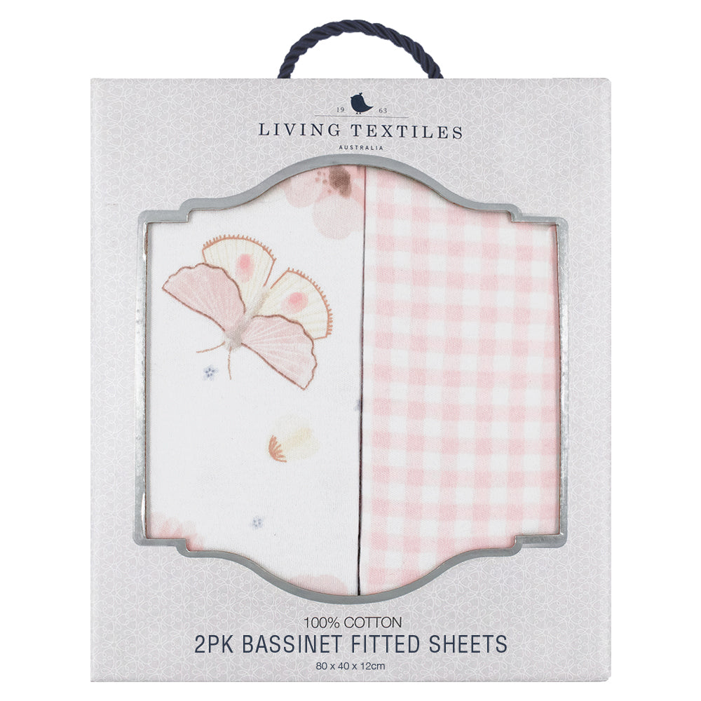 Living Textiles Butterfly Garden Bassinet Fitted Sheets 2 Pack