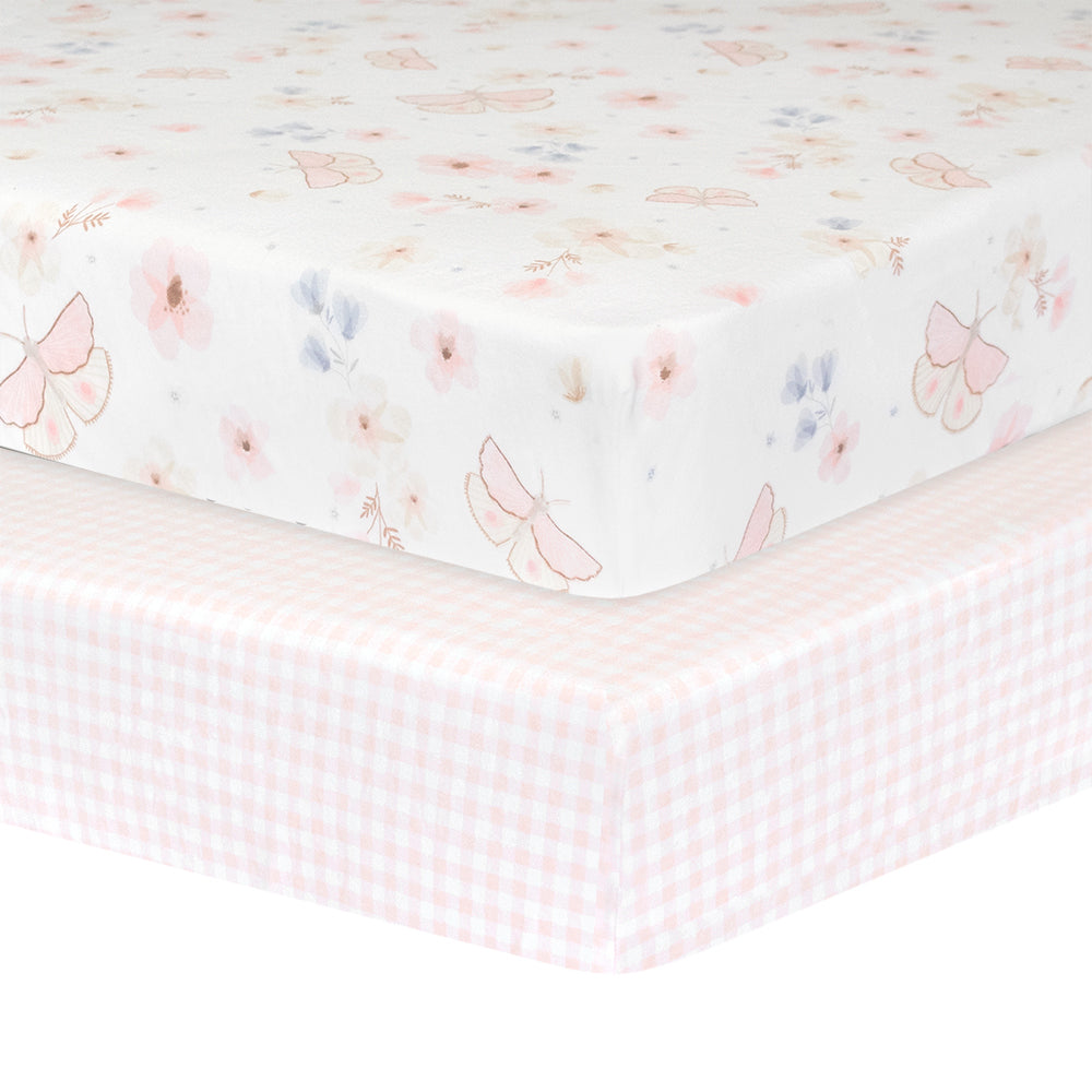 Living Textiles Butterfly Garden Cot Fitted Sheets 2 Pack