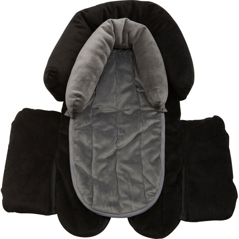 The InfaSecure 2 In 1 Head Cushion Set by InfaSecure is a black and gray padded head support with side wings, offering extra comfort and stability for babies in rearward facing child restraints.