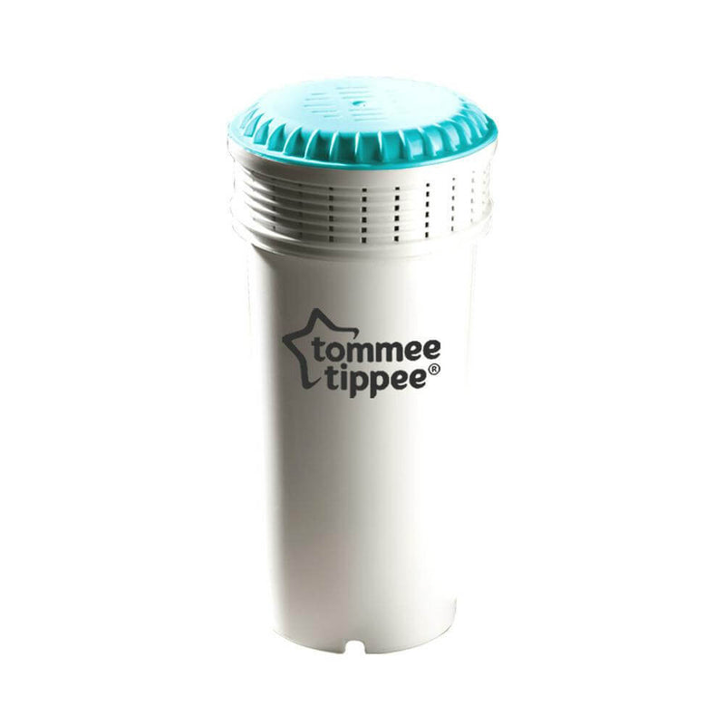 The Tommee Tippee Closer To Nature Perfect Prep Replacement Filter is a white cartridge with a light blue, vented top and brand logo, designed for use with your Perfect Prep machine.