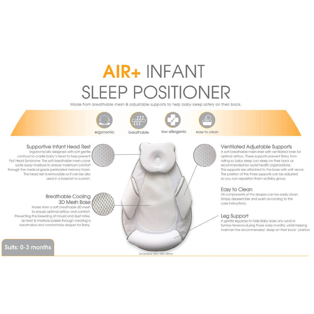 Bubba Blue Air+ Infant Sleep Positioner With Head Rest