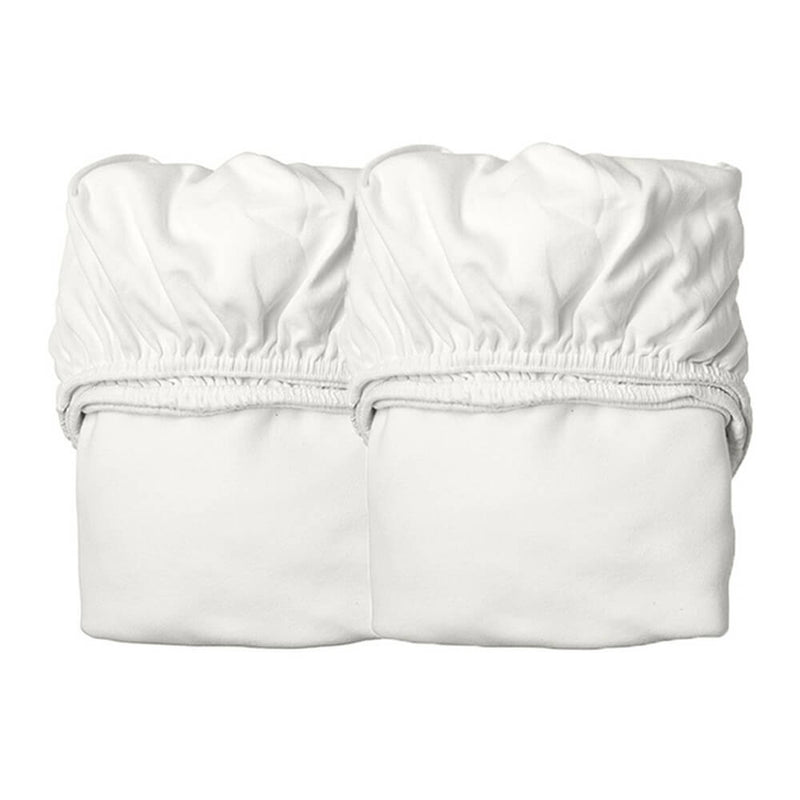 Two Leander Organic Cot Sheets (2pk) by Leander are displayed side by side against a plain background, showcasing their smooth, soft organic cotton fabric—gentle and comfortable for your baby’s cot.