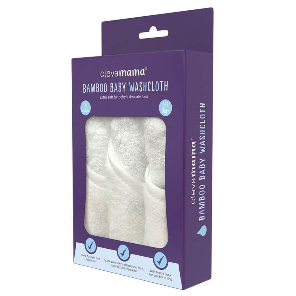 ClevaMama Bamboo Baby Washcloth Set 3 Pack