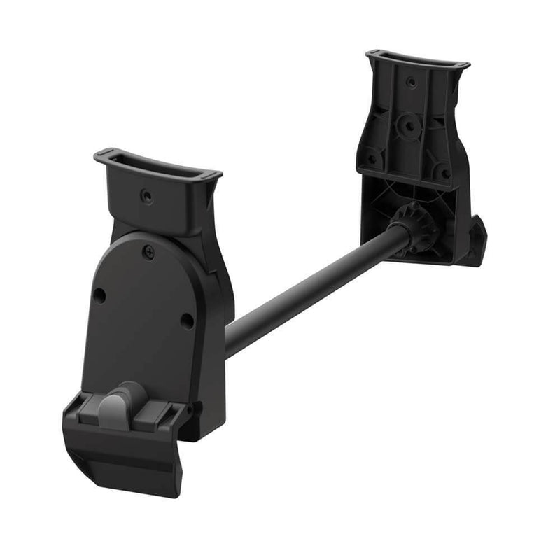 The Veer Car Seat Adapter is a black adjustable plastic mounting bracket with two clamp-like ends, ideal as a stroller accessory or for securing infant car seats to the Veer Cruiser.