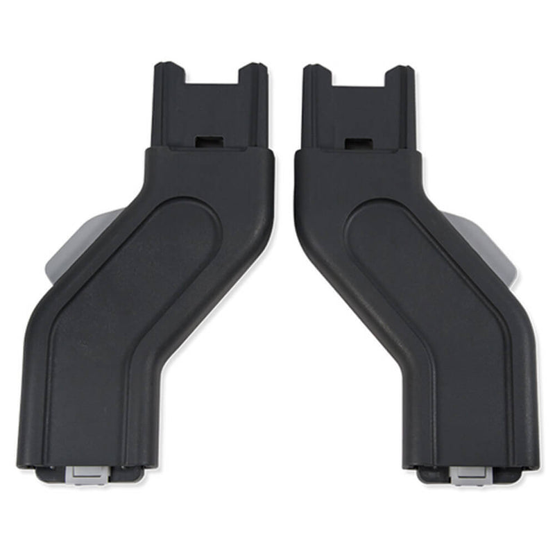 Two UPPAbaby VISTA Upper Adaptors, made of black plastic with a curved design, are displayed symmetrically on a white background. Compatible with UPPAbaby VISTA 2015 and later strollers.
