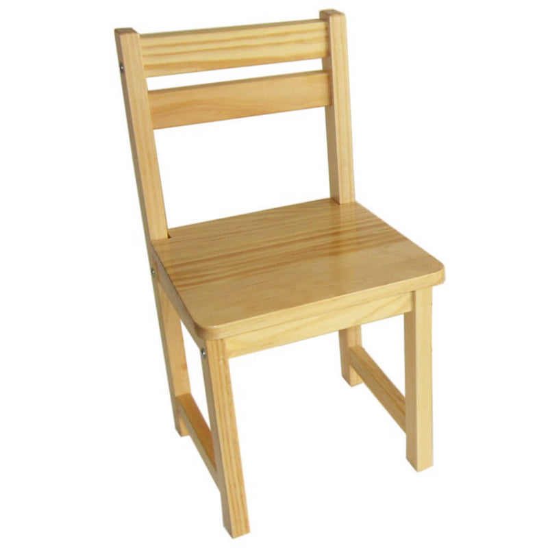 The Tikk Tokk Little Boss Chair by Tikk Tokk is a simple, solid timber chair with a flat seat, straight backrest with two horizontal slats, and four sturdy legs—crafted from light-colored wood and ideal for kids’ furniture collections.