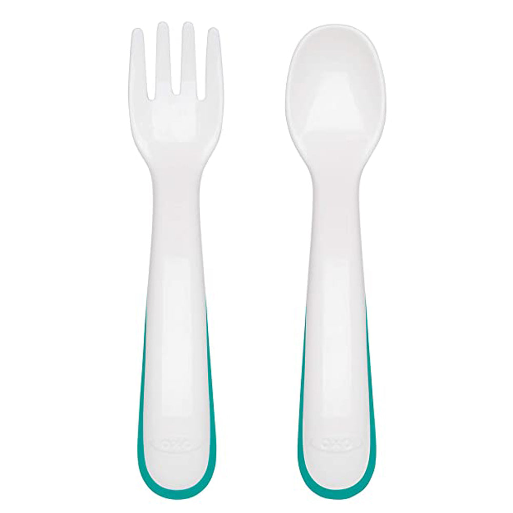 OXO Tot On The Go Plastic Fork & Spoon Set With Travel Case