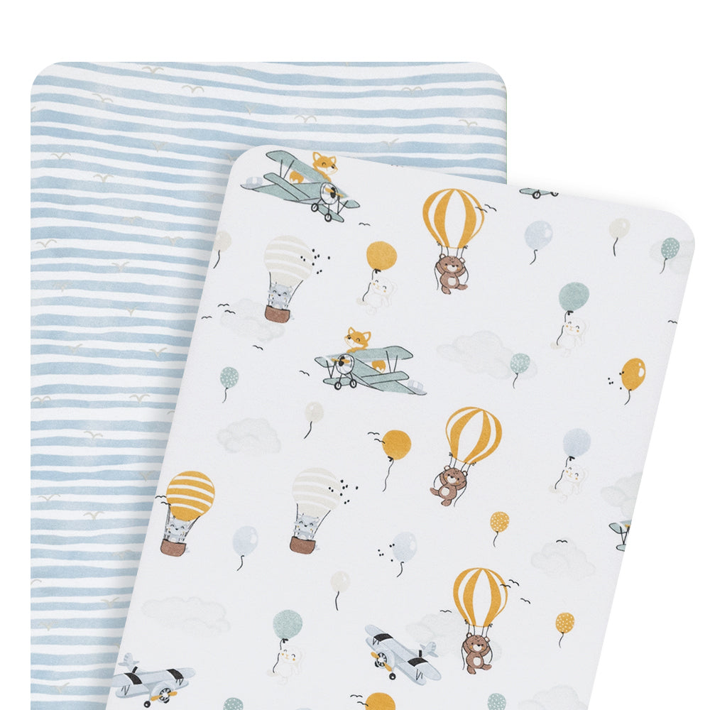 Living Textiles Up Up & Away Bedside Sleeper Fitted Sheets 2 Pack