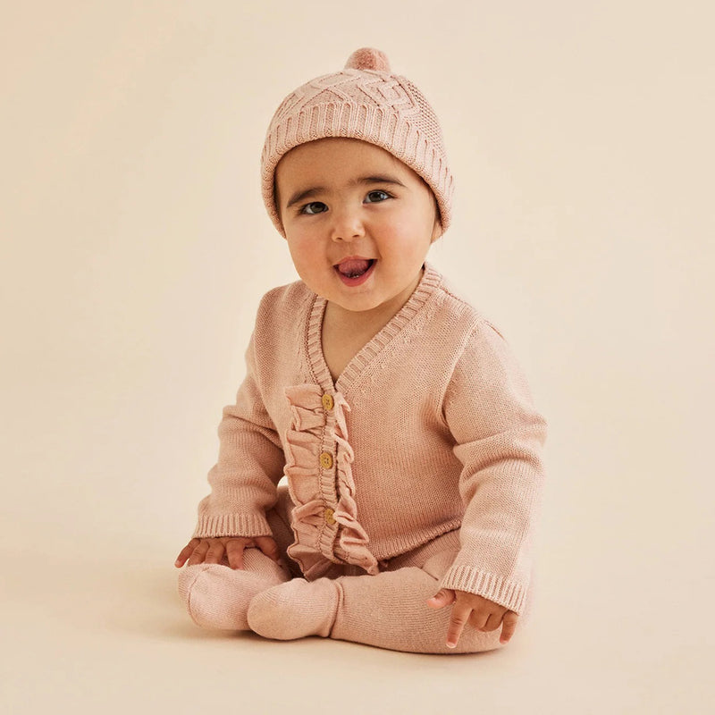 Wilson & Frenchy Knitted Ruffle Cardigan Rose