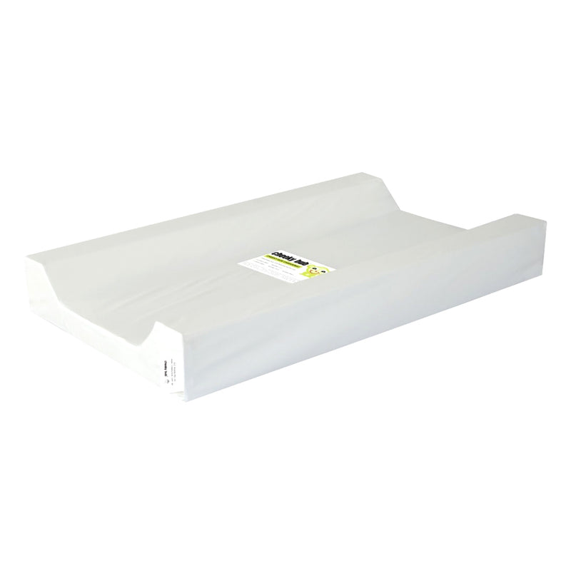 The Seena Change Pad by Seena is a white, contoured pad with raised sides and a central label, designed for easy wipe clean-ups during diaper changes. It is shown on a plain white background.