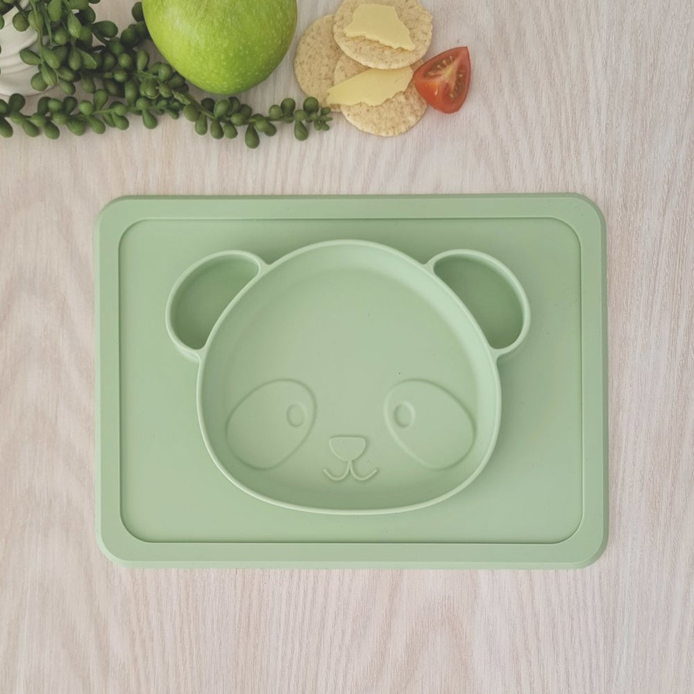 Plum Silicone Suction Plate Olive Panda