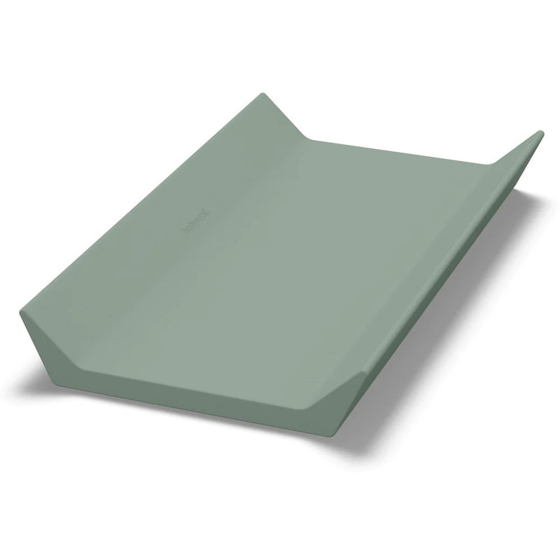 The BabyRest Nova Changer Top Forest by BabyRest is a soft green, contoured portable change mat with raised edges on three sides for hygienic baby changing, shown on a white background.