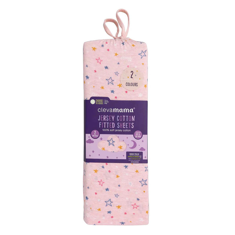 ClevaMama Pink Jersey Cotton Fitted Sheets