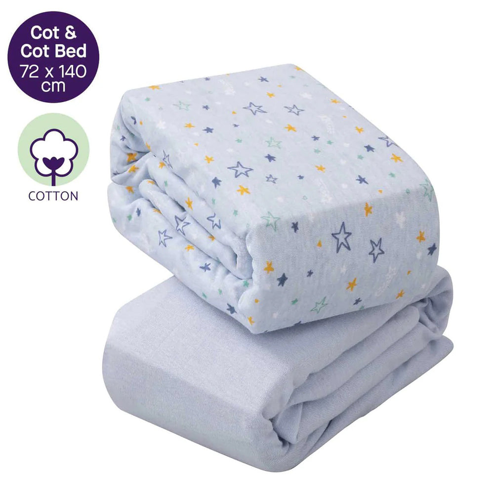 Clevamama Blue Jersey Cotton Fitted Sheets