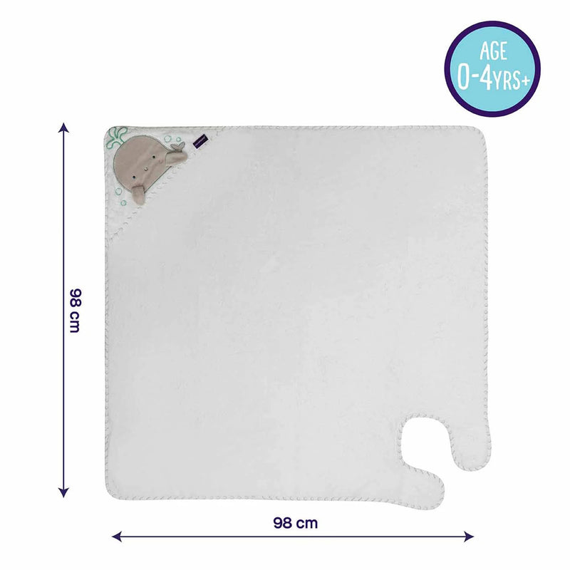 ClevaMama Bamboo Apron Baby Bath Towel White & Grey