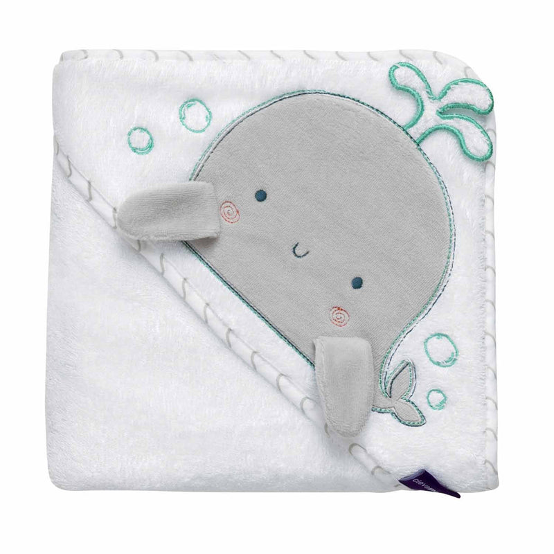 ClevaMama Bamboo Apron Baby Bath Towel White & Grey