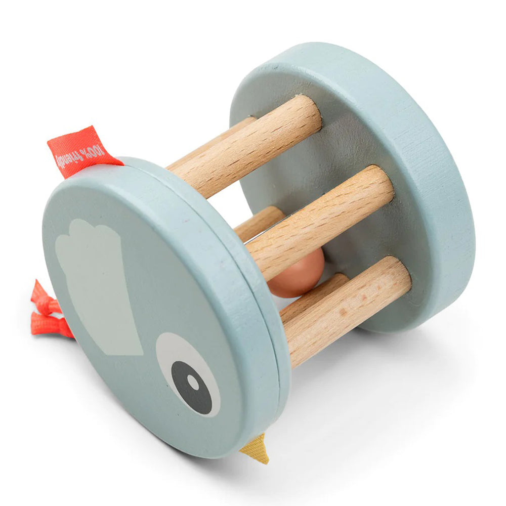 Done By Deer Wooden Bell Rattle Birdee Blue