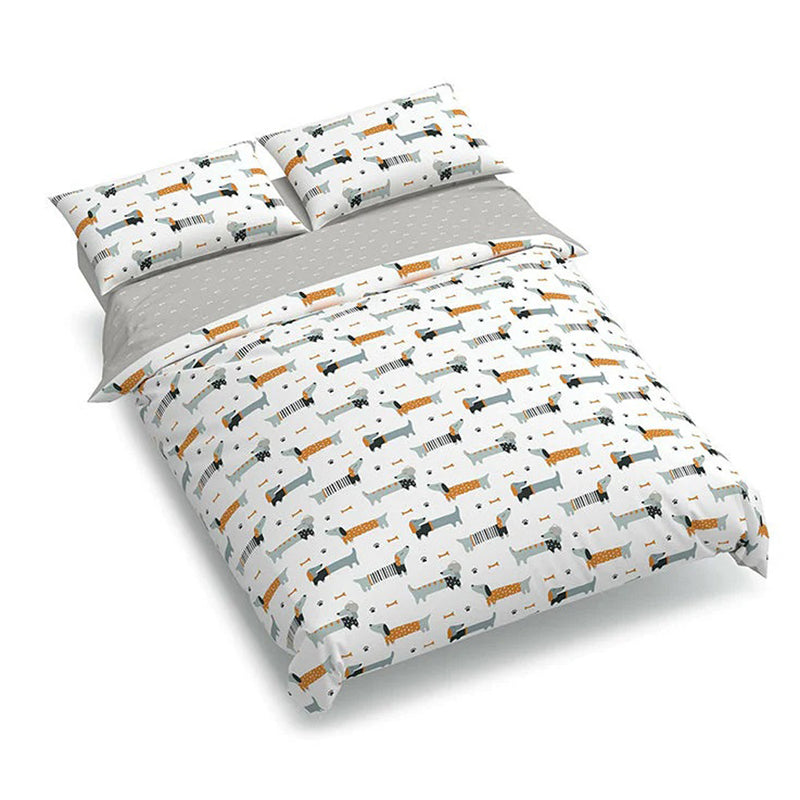The Boori Sausage Dogs Bedding Set (3 Pcs) Double Bed by Boori features playful sausage dog illustrations and a whimsical design, making it a perfect choice for fun kids’ bedding.