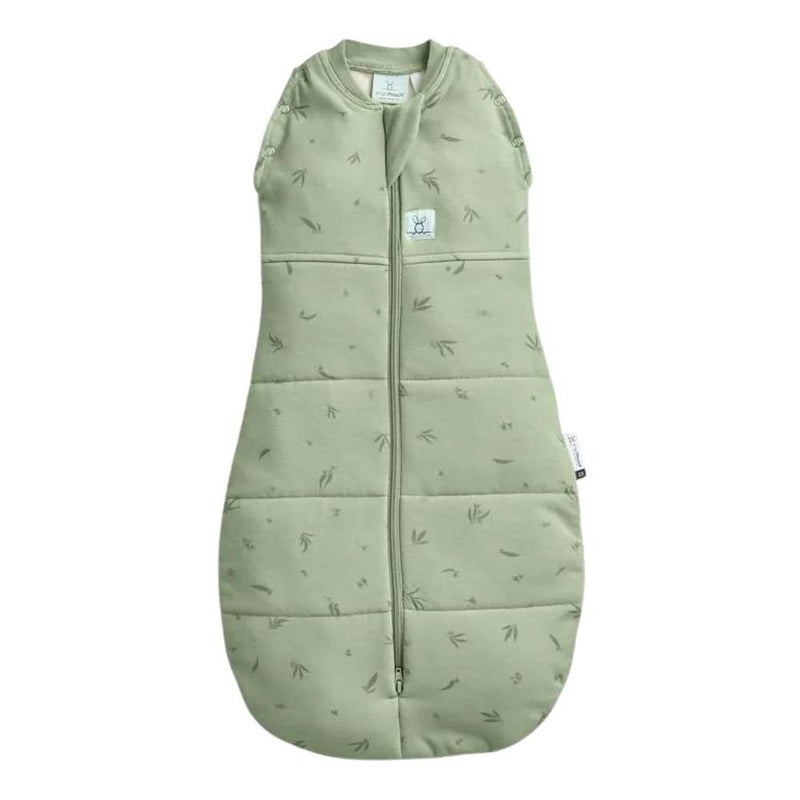The ErgoPouch 2.5 Tog Cocoon Swaddle Willow is a light green, sleeveless swaddle bag with a subtle leaf pattern and central zipper. Its soft, quilted fabric keeps your baby cozy for restful sleep.