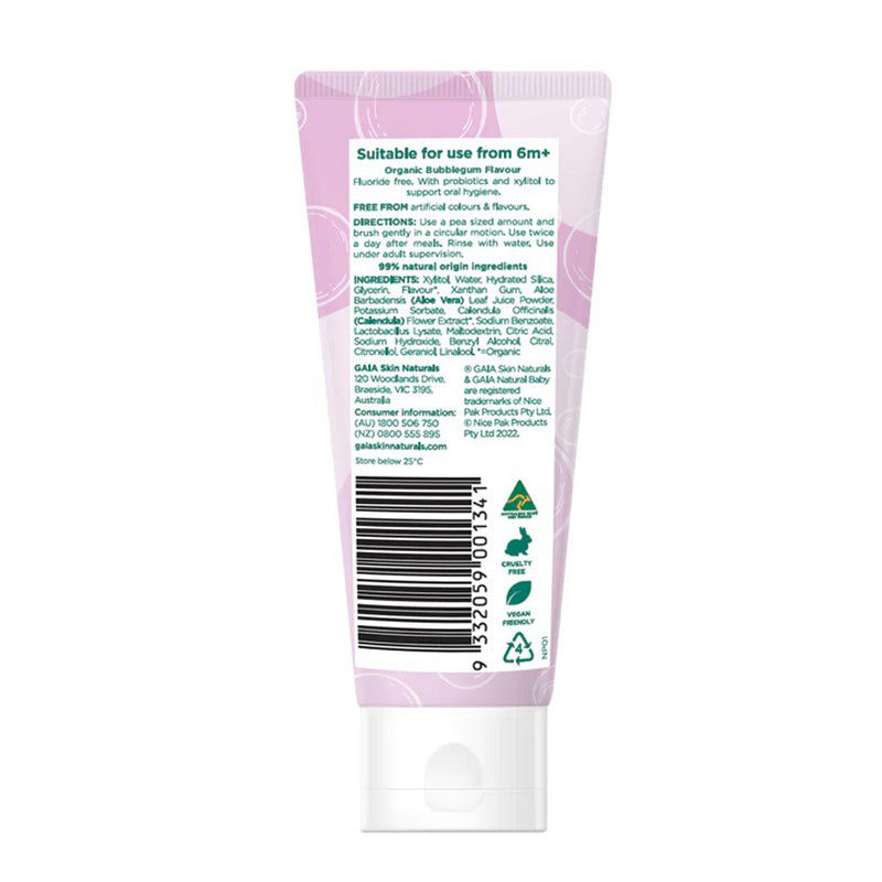 Gaia Natural Baby Probiotic Toothpaste Bubblegum 50g