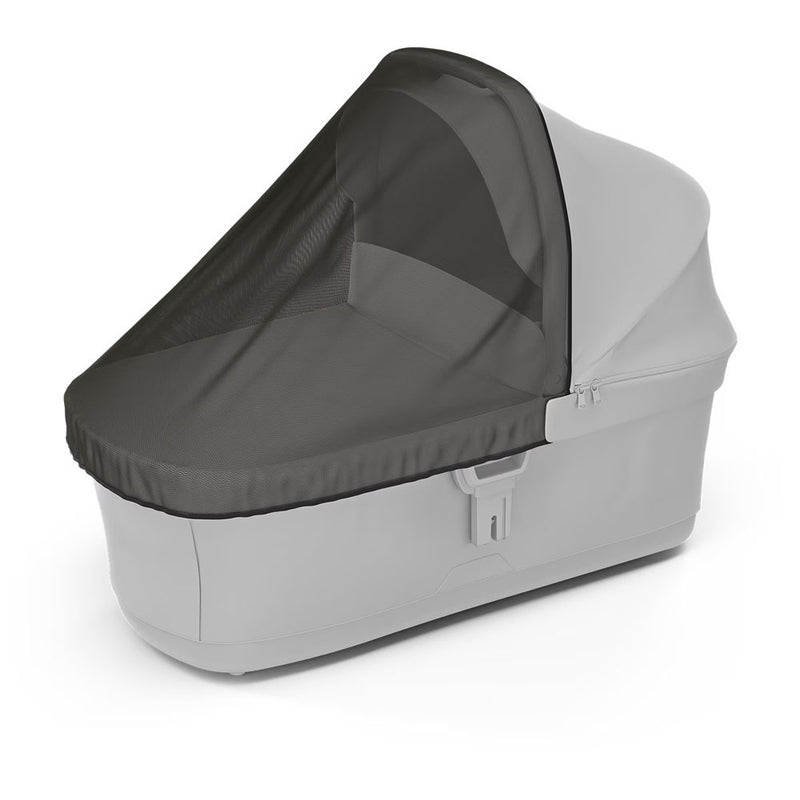 The Thule Urban Glide 3 Bassinet Mesh Cover by Thule features a black mesh canopy with an insect shield for extra protection and a modern grey design with a convenient side zipper.
