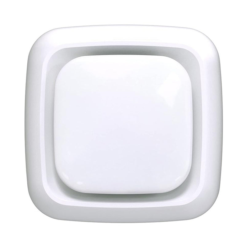 A close-up of the Lollipop Smart Air Quality Sensor by Lollipop shows its white, square design with rounded edges and a central raised button, photographed on a plain white background—perfect as an air quality monitor or baby camera accessory.
