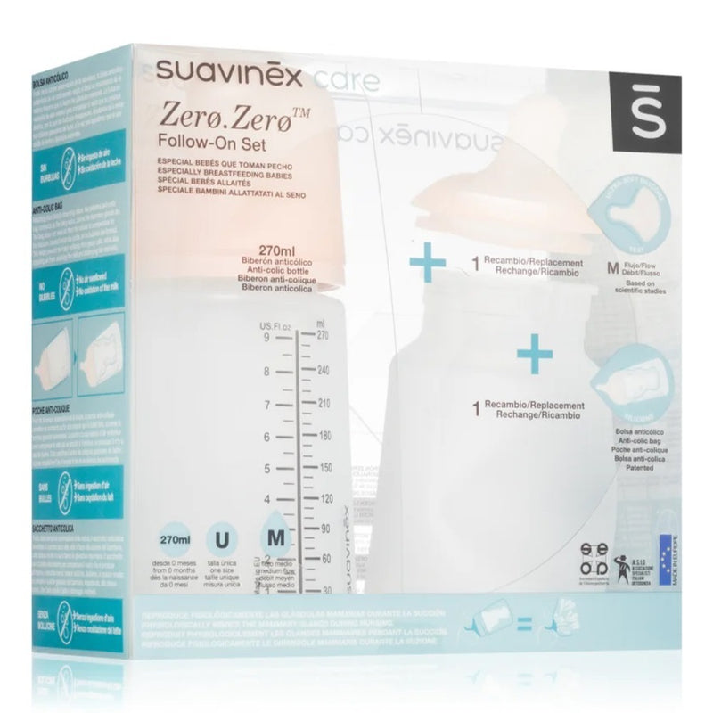 Suavinex Zero Zero Baby Bottle Follow On Set 3M+