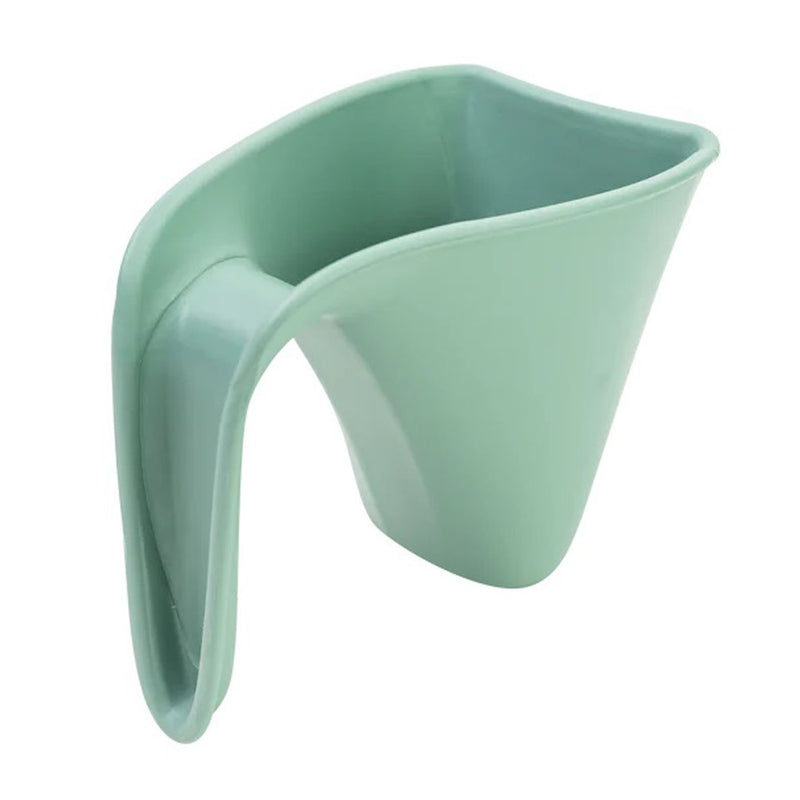 The Shnuggle Washy Bath Jug Eucalyptus is a light green plastic jug with a contoured edge, designed for easy rinsing and ideal as a bath aid for those with limited mobility.
