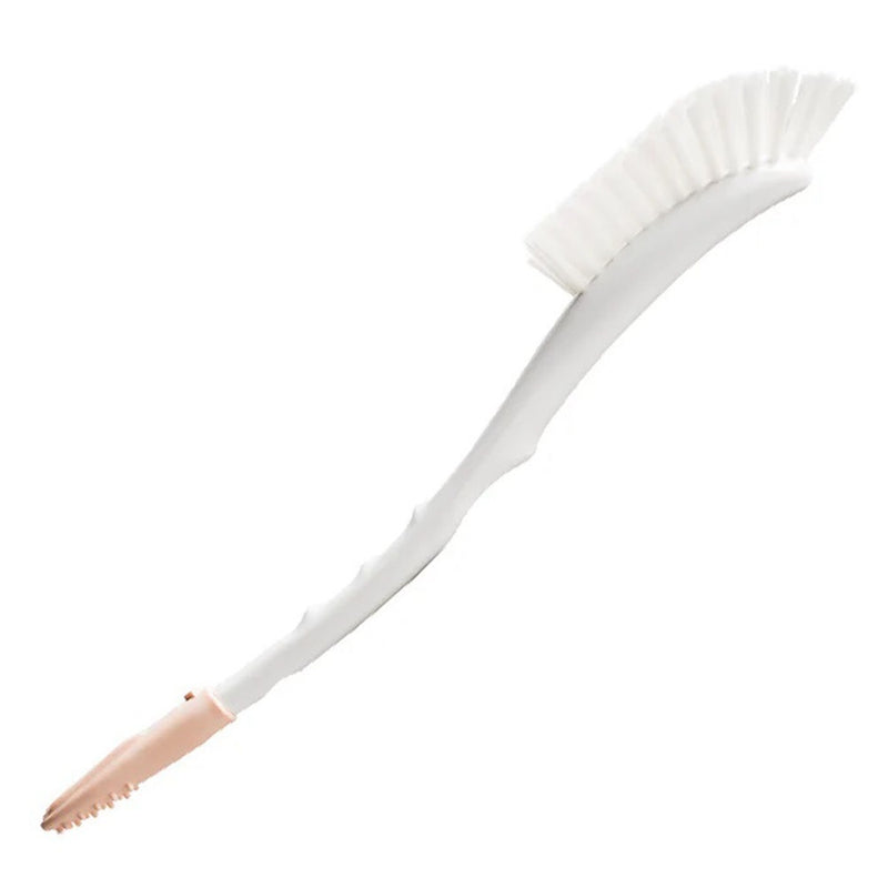 The Hegen Bottle Brush & Teat Cleaner by Hegen features a white long handle, stiff cleaning bristles, and a pink textured rubber tip—ideal for effectively cleaning baby bottles and teats.