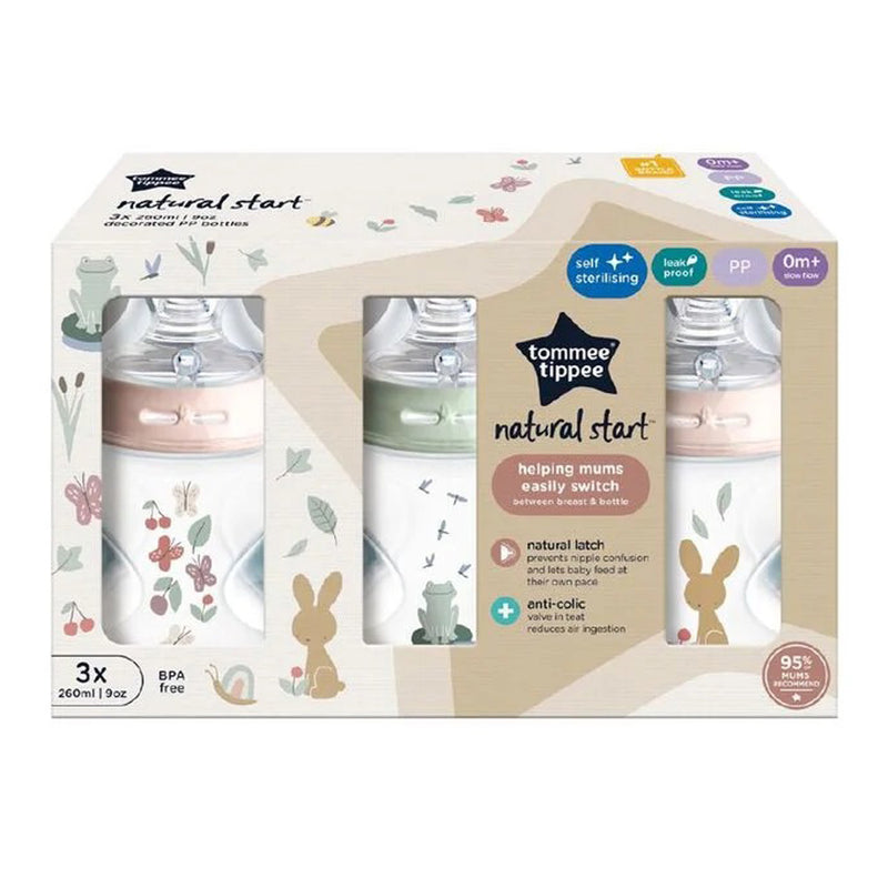Tommee Tippee Natural Start 3x 260ml PP Bottles Girl