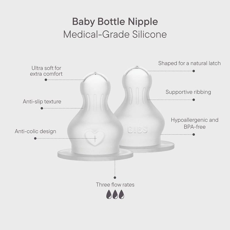 Bibs Dummies Silicone Baby Bottle Teats 2pk