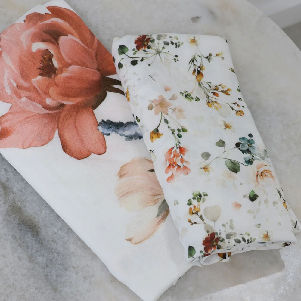 Bubba Blue Peonies Bamboo 2pk Jersey Wraps