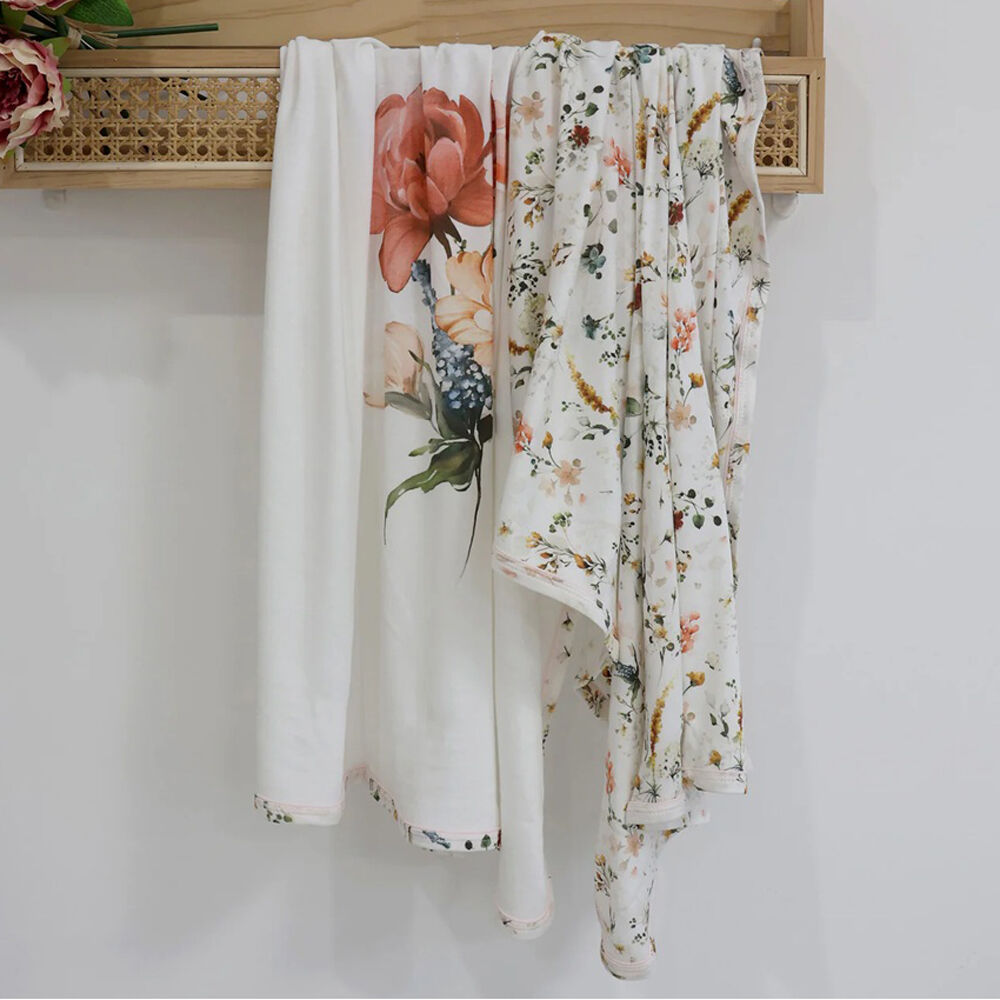 Bubba Blue Peonies Bamboo 2pk Jersey Wraps