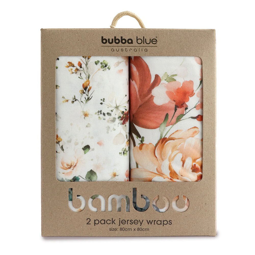 Bubba Blue Peonies Bamboo 2pk Jersey Wraps