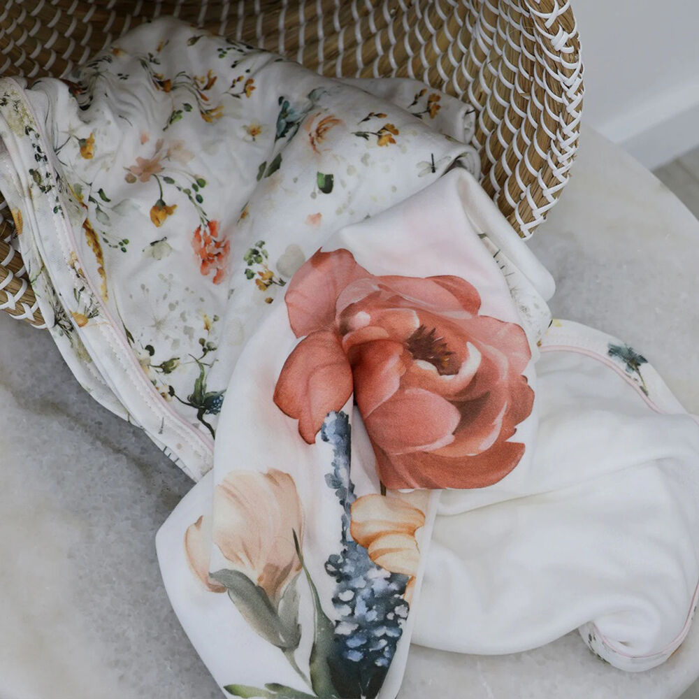 Bubba Blue Peonies Bamboo 2pk Jersey Wraps